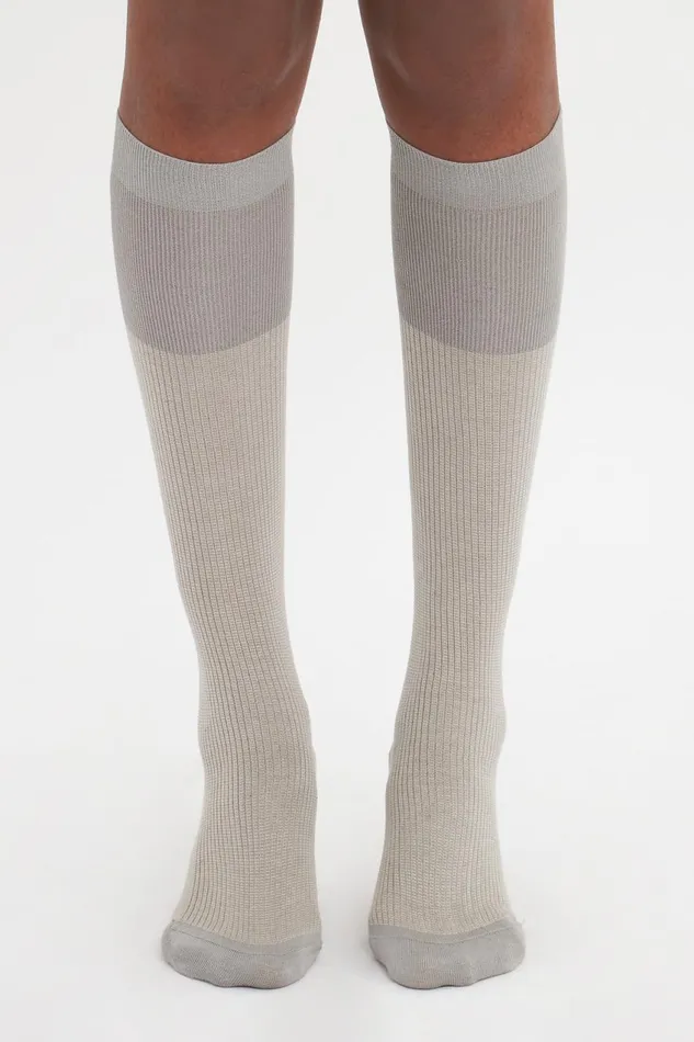 Hosiery Women Victoria Beckham Superfine Rib Socks In Lunar Grey