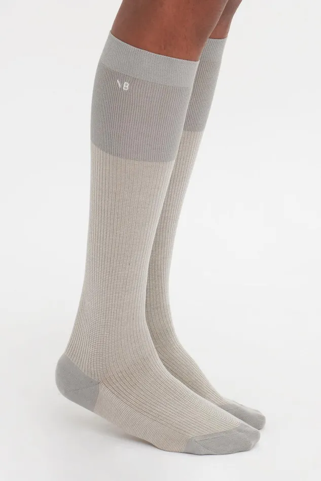 Hosiery Women Victoria Beckham Superfine Rib Socks In Lunar Grey
