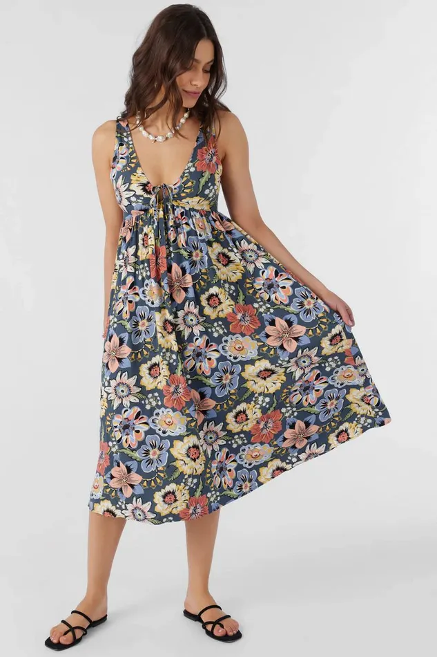 ISSY TALITHA FLORAL MIDI DRESS Slate Women O039NEILL Clothing