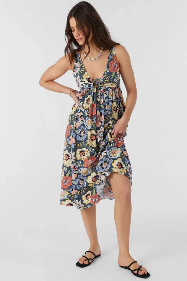 ISSY TALITHA FLORAL MIDI DRESS Slate Women O039NEILL Clothing