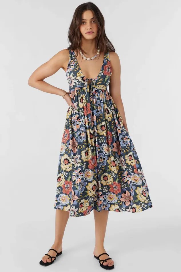 ISSY TALITHA FLORAL MIDI DRESS Slate Women O039NEILL Clothing