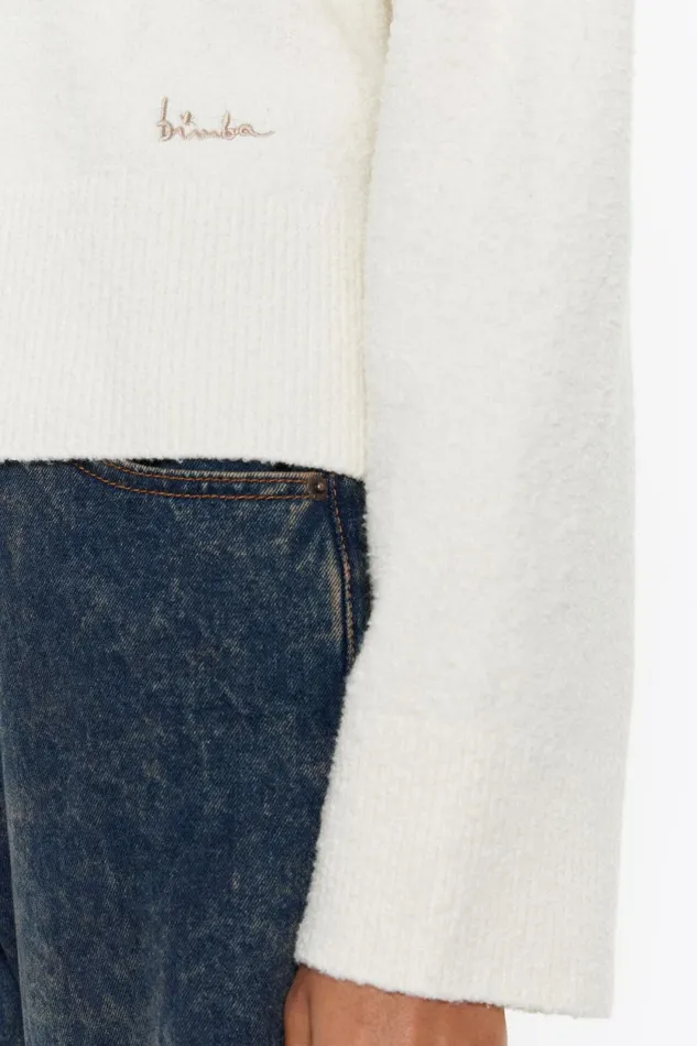 Ivory Cotton Boxy Sweater Ivory Women Bimba Y Lola Knitwear Ivory Cotton Boxy Sweater Ivory Women Bimba Y Lola Knitwear