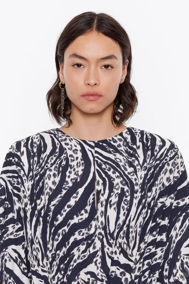 Ivory Zebra Shoulder Pads Dress Zebra Ivory Women Bimba Y Lola Dresses And Jumpsuits Ivory Zebra Shoulder Pads Dress Zebra Ivory Women Bimba Y Lola Dresses And Jumpsuits