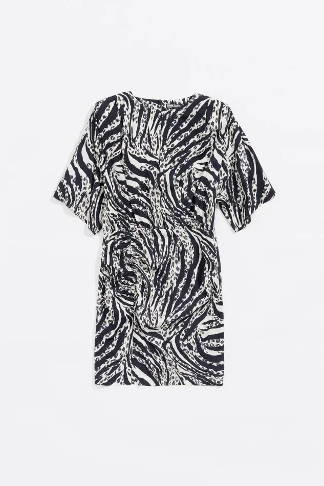 Ivory Zebra Shoulder Pads Dress Zebra Ivory Women Bimba Y Lola Dresses And Jumpsuits Ivory Zebra Shoulder Pads Dress Zebra Ivory Women Bimba Y Lola Dresses And Jumpsuits