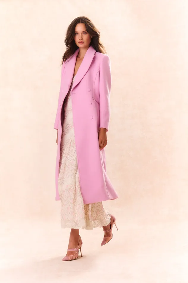 Jackets and Coats Women LoveShackFancy Angeli Wool Military Coat Pirouette Pink