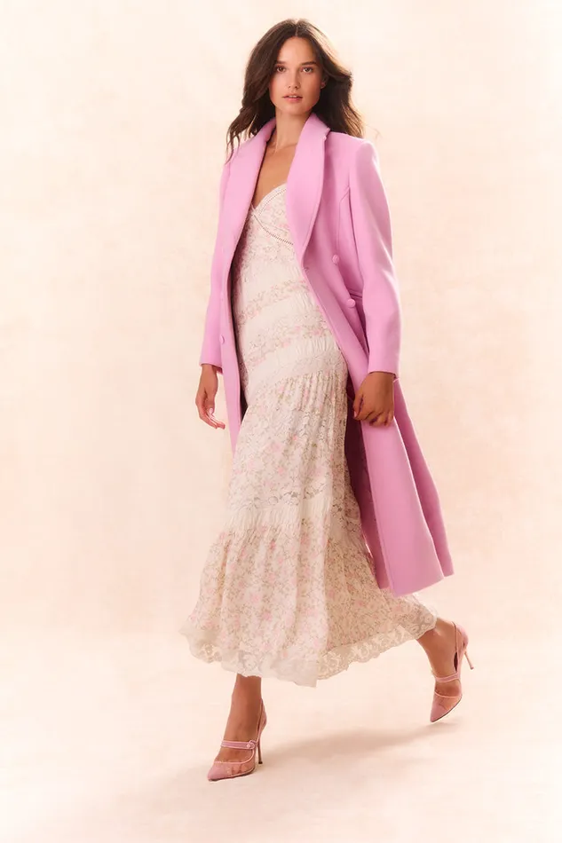 Jackets and Coats Women LoveShackFancy Angeli Wool Military Coat Pirouette Pink