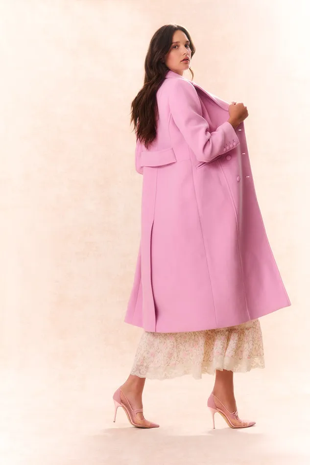 Jackets and Coats Women LoveShackFancy Angeli Wool Military Coat Pirouette Pink