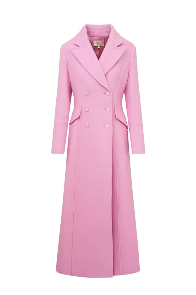 Jackets and Coats Women LoveShackFancy Angeli Wool Military Coat Pirouette Pink
