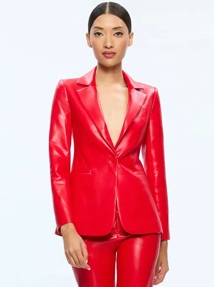Jackets Coats Women Alice Olivia Macey Vegan Blazer Bright Ruby