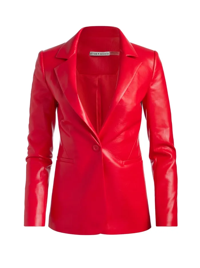 Jackets Coats Women Alice Olivia Macey Vegan Blazer Bright Ruby