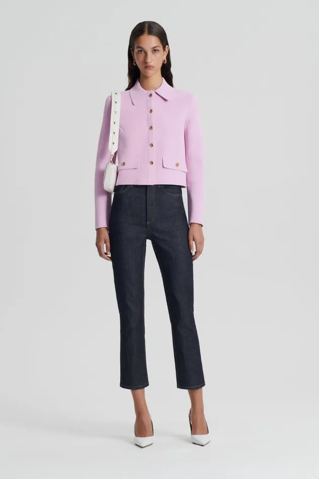 Jackets Women Scanlan Theodore CREPE KNIT BUTTON JACKET Mauve
