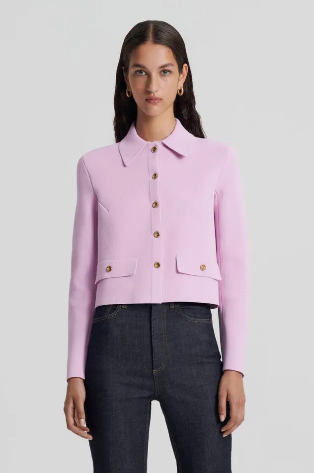Jackets Women Scanlan Theodore CREPE KNIT BUTTON JACKET Mauve Jackets Women Scanlan Theodore CREPE KNIT BUTTON JACKET Mauve