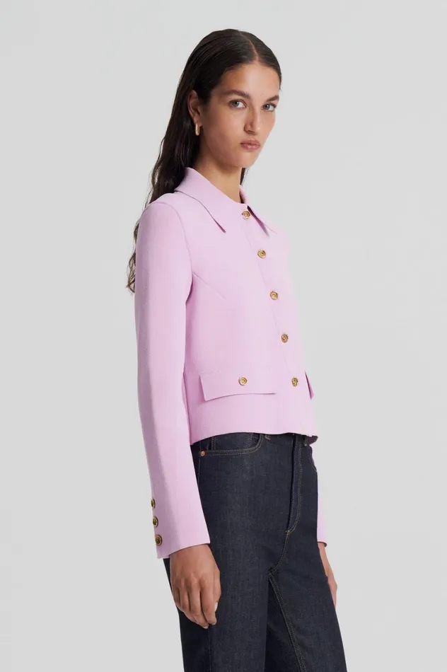 Jackets Women Scanlan Theodore CREPE KNIT BUTTON JACKET Mauve Jackets Women Scanlan Theodore CREPE KNIT BUTTON JACKET Mauve