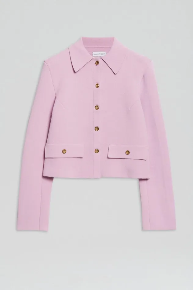 Jackets Women Scanlan Theodore CREPE KNIT BUTTON JACKET Mauve Jackets Women Scanlan Theodore CREPE KNIT BUTTON JACKET Mauve
