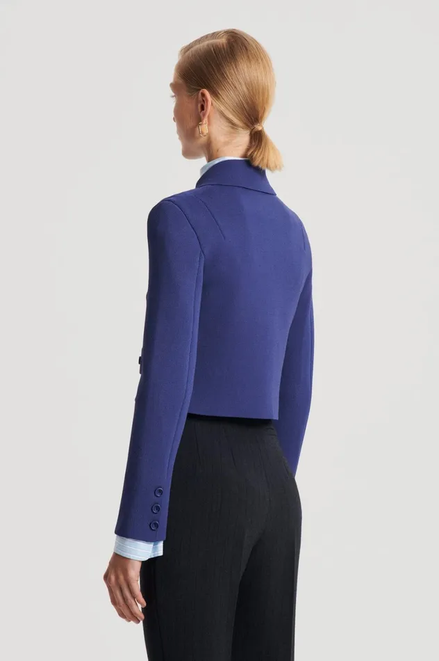 Jackets Women Scanlan Theodore CREPE KNIT CROP BUTTON JACKET Royal Jackets Women Scanlan Theodore CREPE KNIT CROP BUTTON JACKET Royal