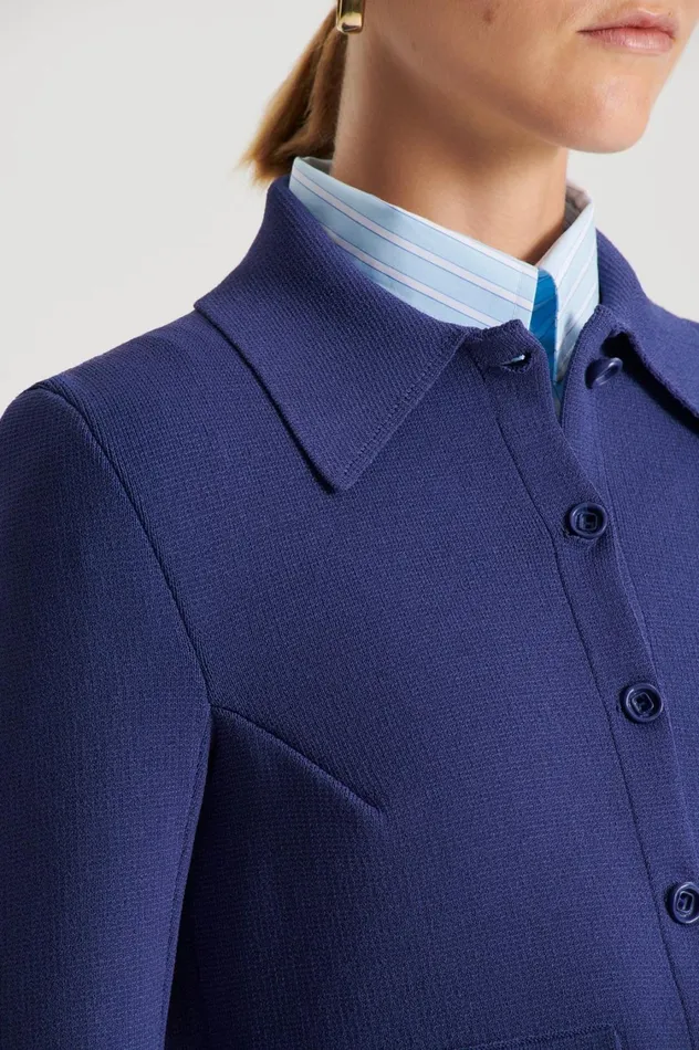 Jackets Women Scanlan Theodore CREPE KNIT CROP BUTTON JACKET Royal Jackets Women Scanlan Theodore CREPE KNIT CROP BUTTON JACKET Royal