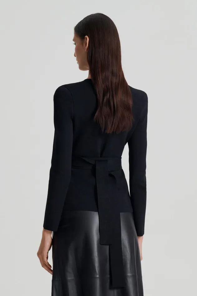 Jackets Women Scanlan Theodore CREPE KNIT CURVED HEM JACKET Black Jackets Women Scanlan Theodore CREPE KNIT CURVED HEM JACKET Black
