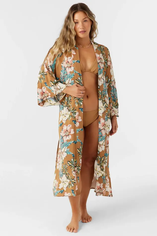 JACKEY PRINTED KIMONO DRESS Tobacc Brw Women O039NEILL Swim