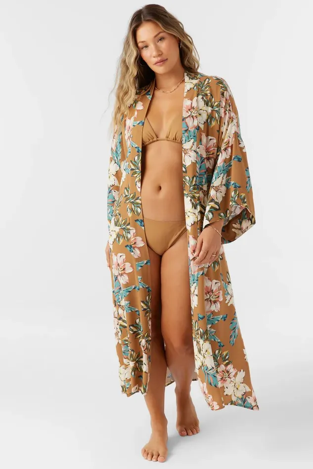 JACKEY PRINTED KIMONO DRESS Tobacc Brw Women O039NEILL Swim
