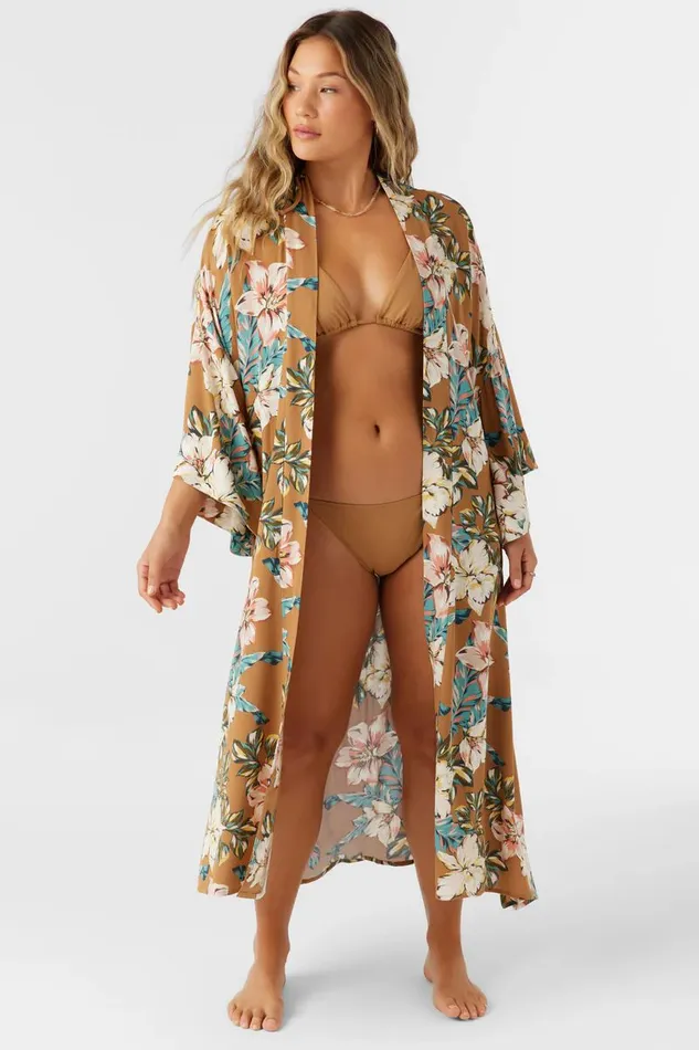 JACKEY PRINTED KIMONO DRESS Tobacc Brw Women O039NEILL Swim