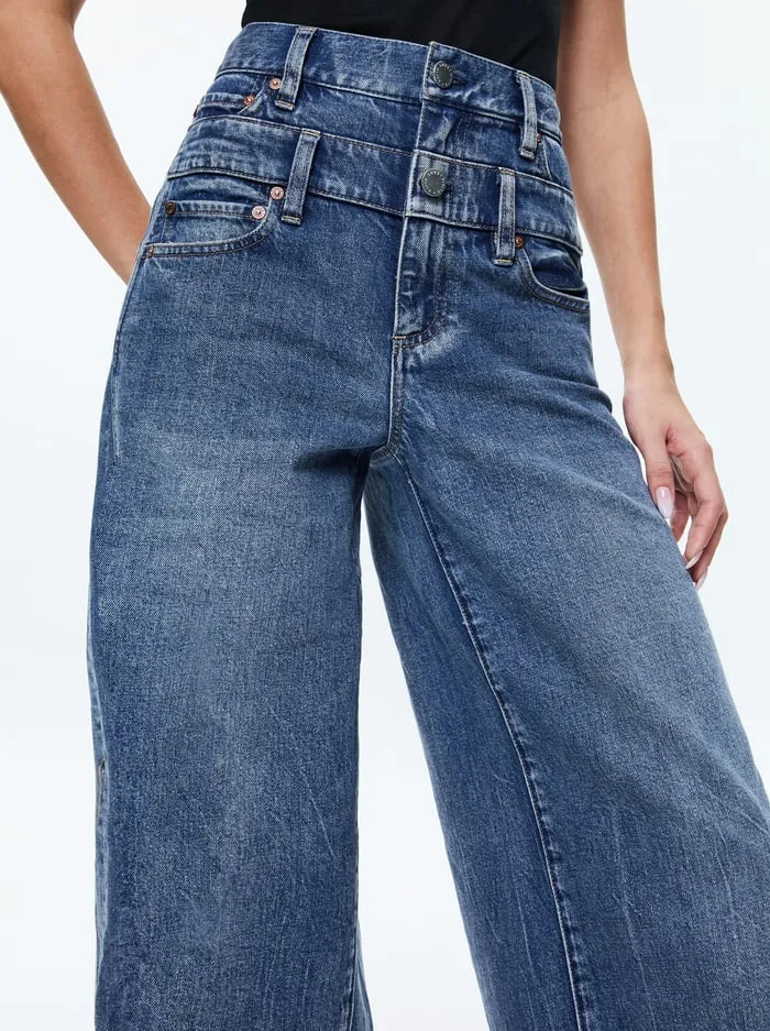 Jeans Women Alice Olivia Double Waist Cool Jean Brooklyn Blue