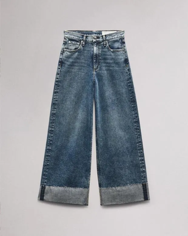 Jeans Women Rag and Bone Sofie Ankle Wide Leg Jean Vintage Stretch Denim Leland