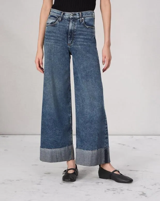 Jeans Women Rag and Bone Sofie Ankle Wide Leg Jean Vintage Stretch Denim Leland