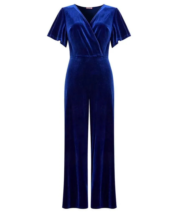 Joe Browns Jeans and Trousers Women Lillian Velour Jumpsuit Midnight Joe Browns Jeans and Trousers Women Lillian Velour Jumpsuit Midnight