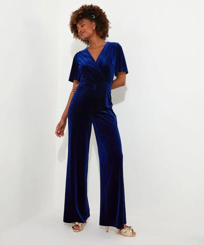 Joe Browns Jeans and Trousers Women Lillian Velour Jumpsuit Midnight Joe Browns Jeans and Trousers Women Lillian Velour Jumpsuit Midnight
