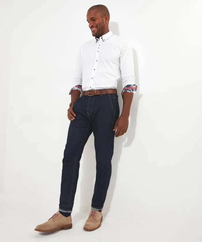 Joe Browns Shirts Men Delightful Double Collar Shirt White
