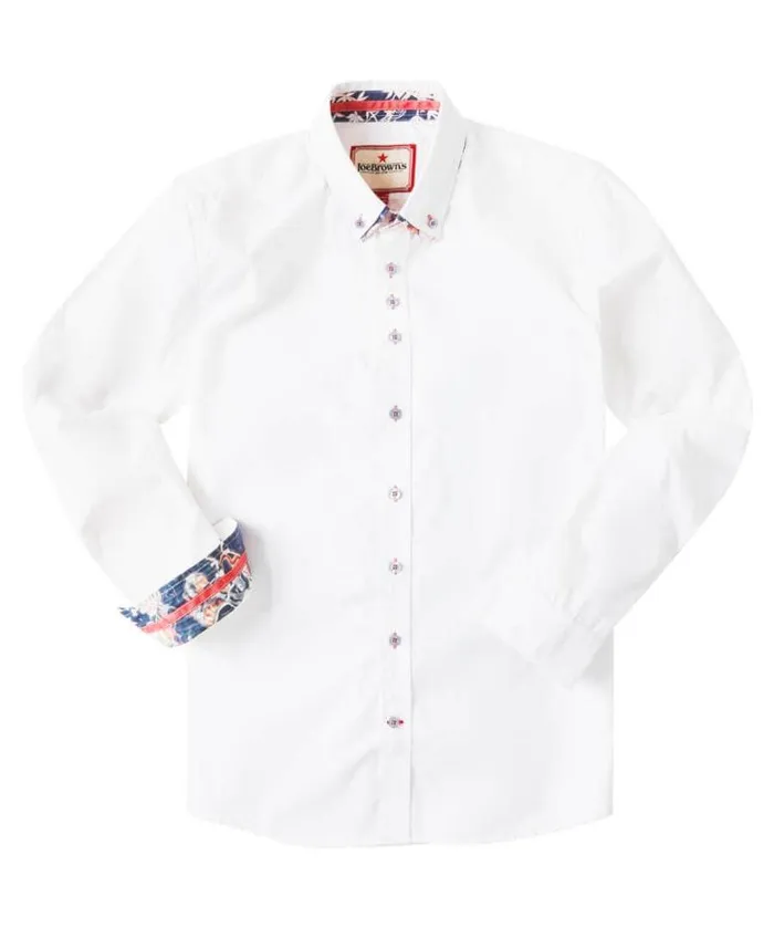 Joe Browns Shirts Men Delightful Double Collar Shirt White Joe Browns Shirts Men Delightful Double Collar Shirt White