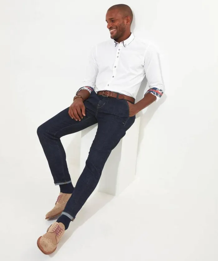 Joe Browns Shirts Men Delightful Double Collar Shirt White Joe Browns Shirts Men Delightful Double Collar Shirt White