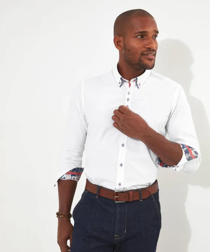 Joe Browns Shirts Men Delightful Double Collar Shirt White Joe Browns Shirts Men Delightful Double Collar Shirt White