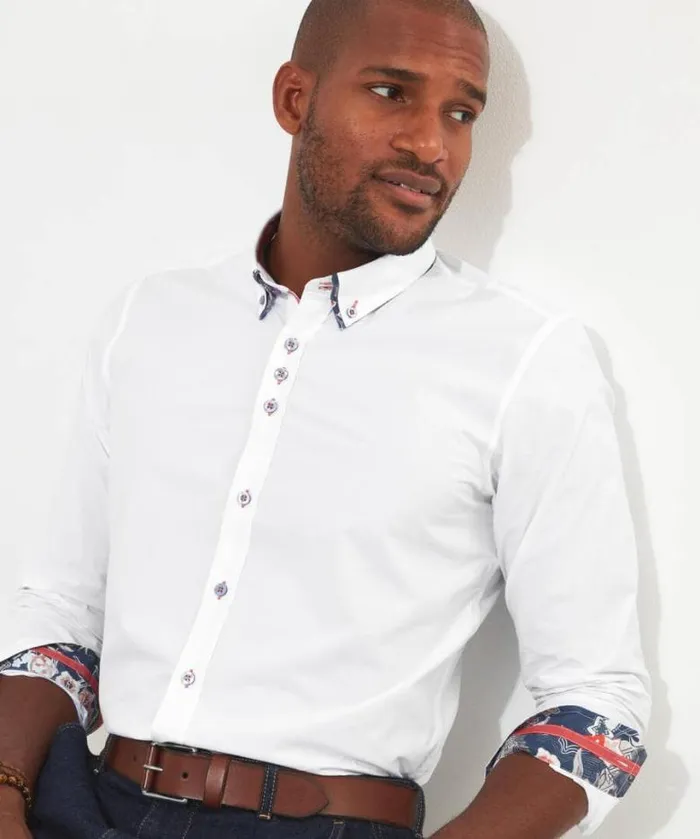 Joe Browns Shirts Men Delightful Double Collar Shirt White Joe Browns Shirts Men Delightful Double Collar Shirt White