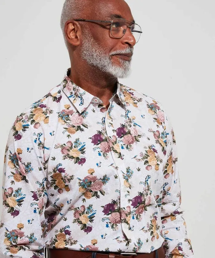 Joe Browns Shirts Men Heritage Floral Shirt Cream