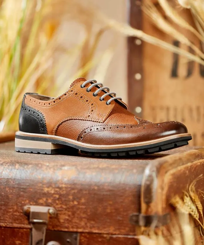 Joe Browns Shoes Men Savile Mixed Leather Brogue Tan Multi