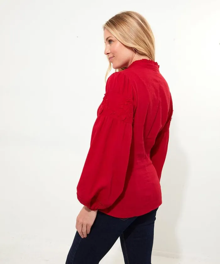 Joe Browns Tops Tunics and Blouses Women Patsy Long Sleeve Blouse Red Joe Browns Tops Tunics and Blouses Women Patsy Long Sleeve Blouse Red