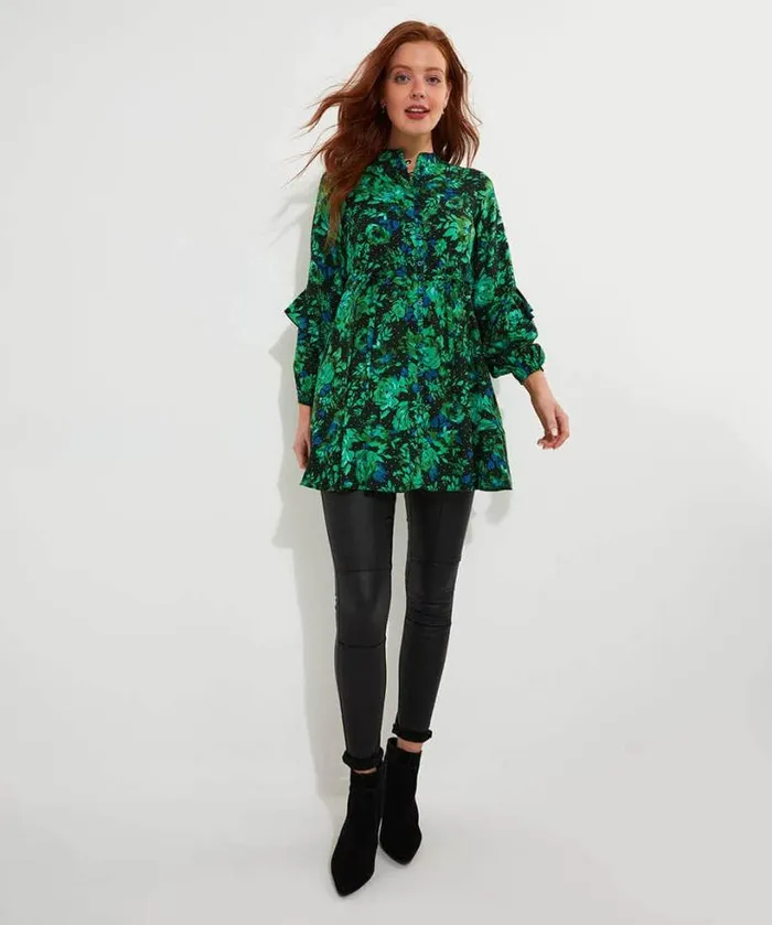 Joe Browns Tops Tunics and Blouses Women Winter Florals Tunic Dress Green