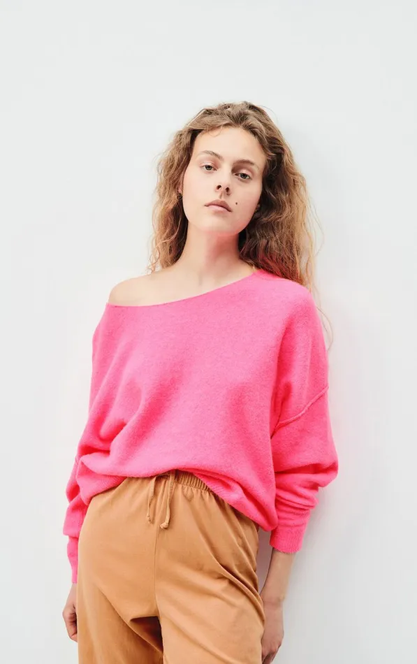 Jumper Damsville Fluo Pink Women American Vintage Jumpers and Cardigans