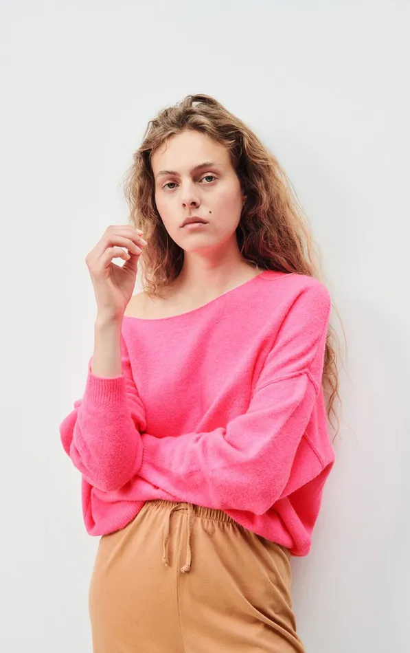 Jumper Damsville Fluo Pink Women American Vintage Jumpers and Cardigans