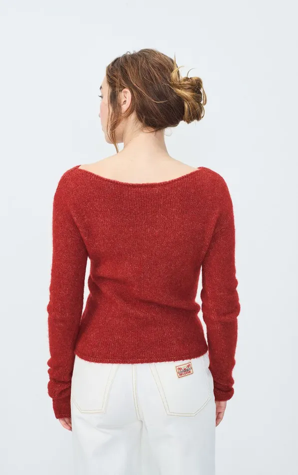 Jumper East Melange Burgundy Women American Vintage Jumpers and Cardigans Jumper East Melange Burgundy Women American Vintage Jumpers and Cardigans
