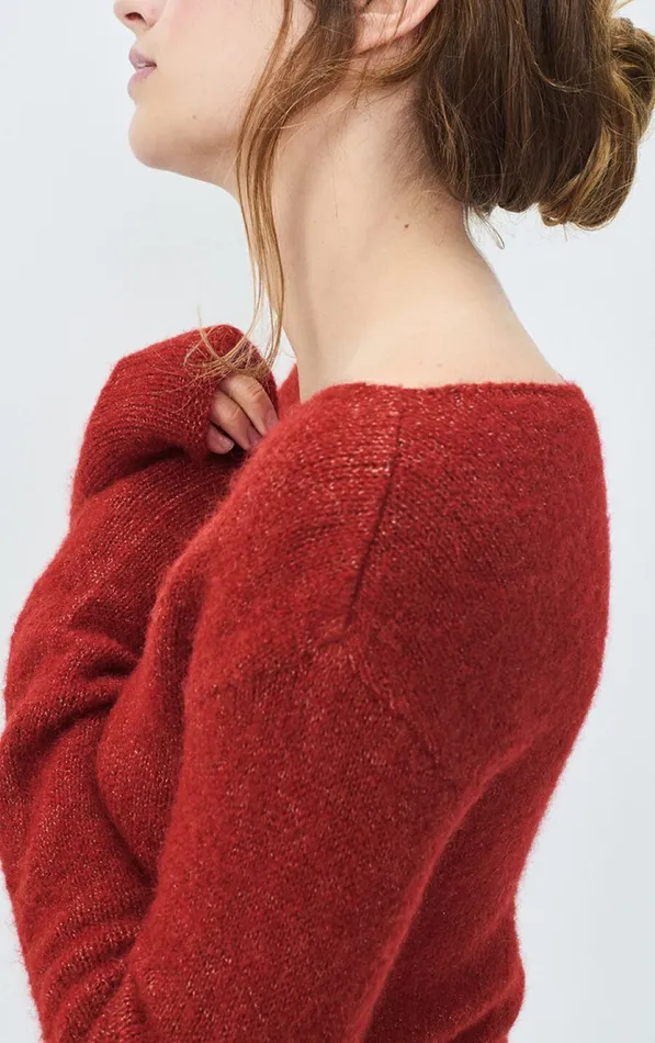 Jumper East Melange Burgundy Women American Vintage Jumpers and Cardigans Jumper East Melange Burgundy Women American Vintage Jumpers and Cardigans