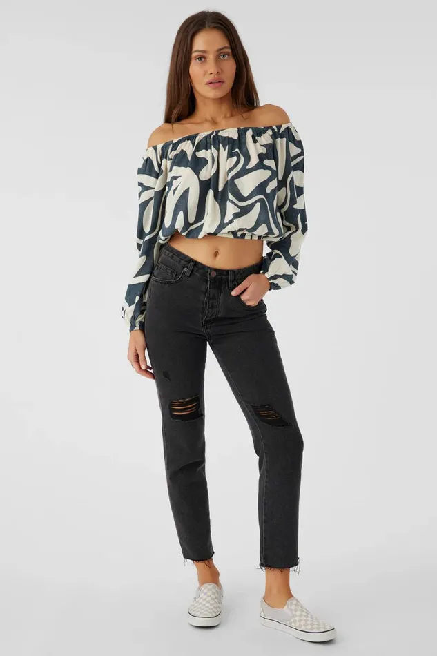 KEYARA BEACH HUT GEO OFFTHESHOULDER TOP Slate Women O039NEILL Collections