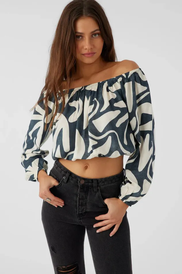 KEYARA BEACH HUT GEO OFFTHESHOULDER TOP Slate Women O039NEILL Collections
