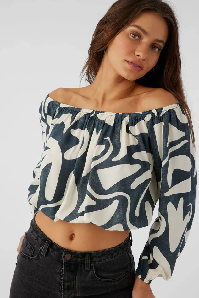 KEYARA BEACH HUT GEO OFFTHESHOULDER TOP Slate Women O039NEILL Collections