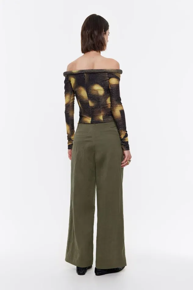 Khaki Bellbottom Trousers With Darts Khaki Women Bimba Y Lola Trousers Khaki Bellbottom Trousers With Darts Khaki Women Bimba Y Lola Trousers
