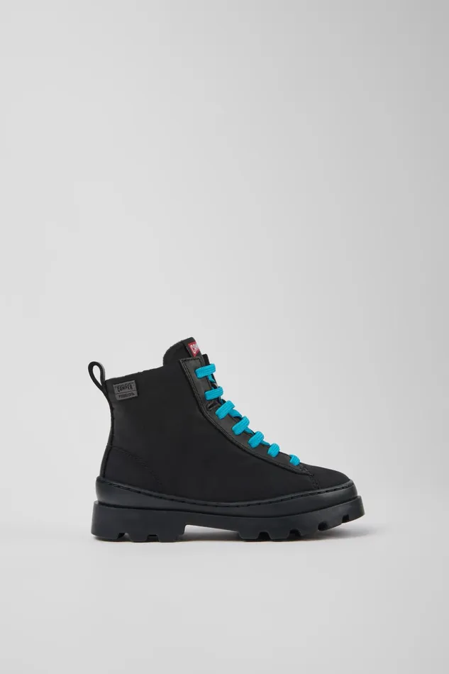 Kids Brutus Black Textile And Leather Ankle Boots For Kids Camper Boots Kids Brutus Black Textile And Leather Ankle Boots For Kids Camper Boots