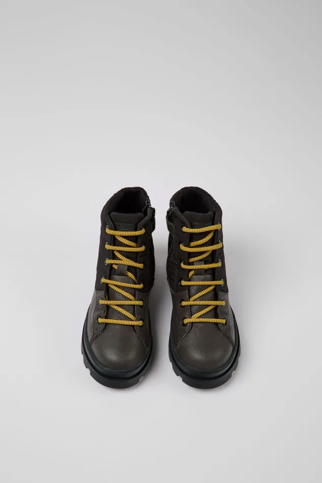 Kids Brutus GORETEX Grey Leather And Textile Boots Camper Boots Kids Brutus GORETEX Grey Leather And Textile Boots Camper Boots