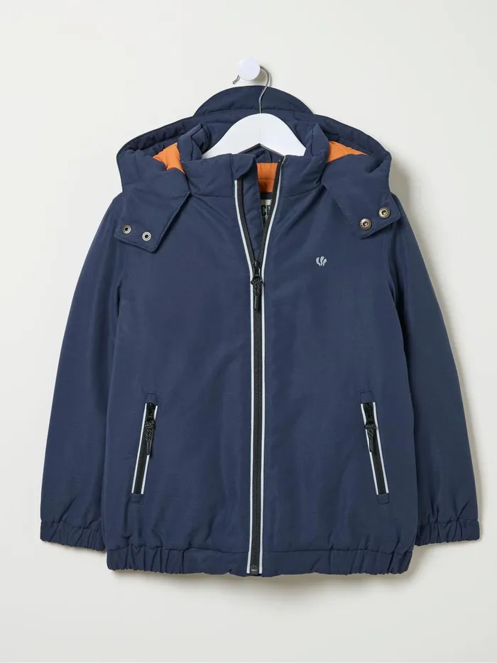 Kids Coats and Jackets Fat Face Archie Navy Blue Hooded Padded Jacket