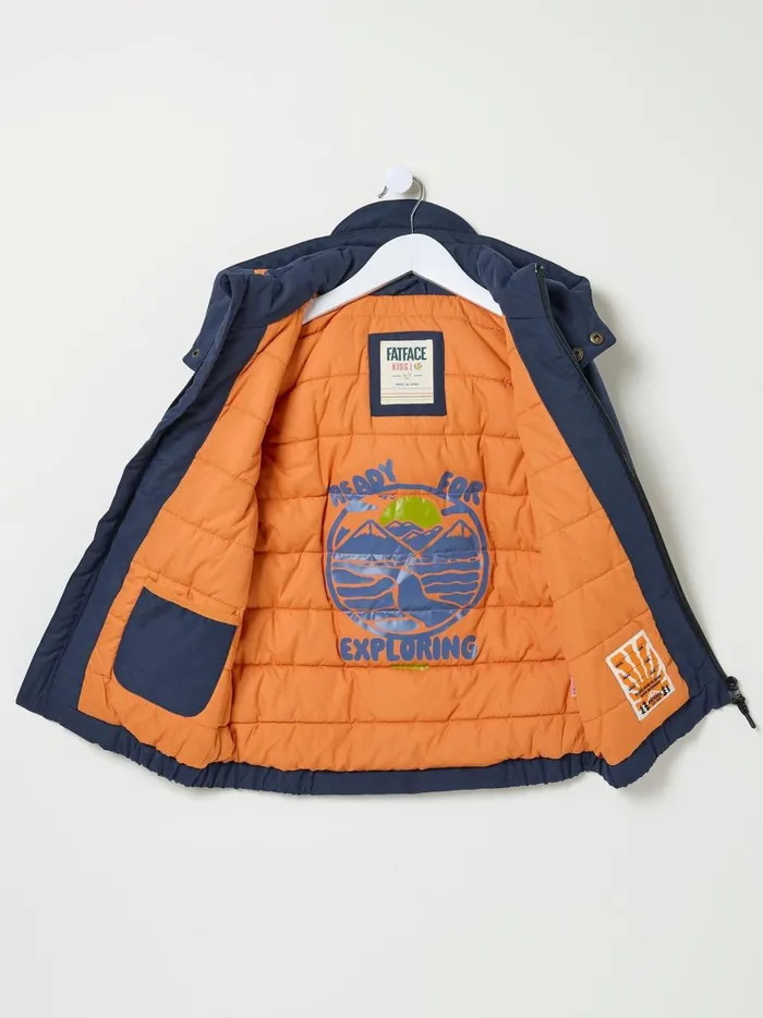 Kids Coats and Jackets Fat Face Archie Navy Blue Hooded Padded Jacket
